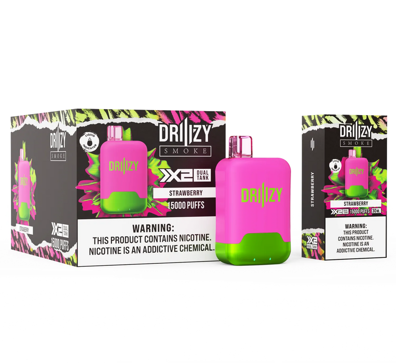 DRIIIZY X2 DUAL TANK 15000 PUFFS RECHARGEABLE DISPOSABLE 10CT/DISPLAY