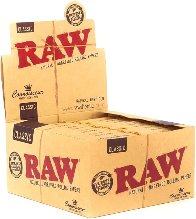 RAW CONNOISSEUR KING SIZE SLIM CLASSIC ROLLING PAPERS 24/BOX