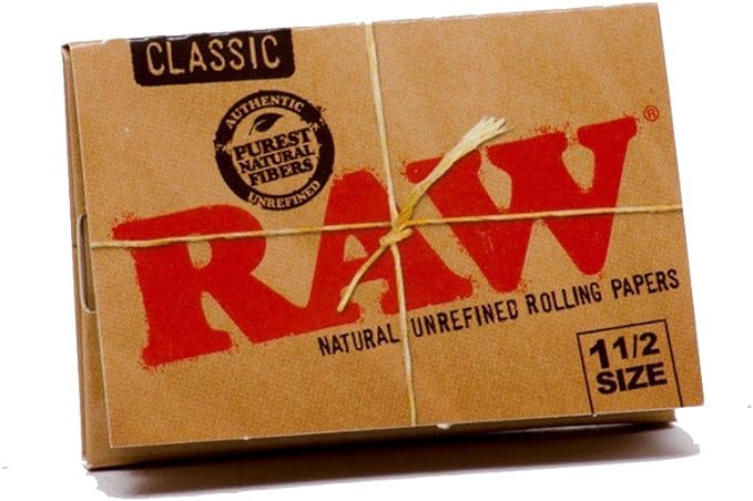 RAW NATURAL UNREFINED ROLLING PAPERS 11/2 SIZE CLASSIC 25CT/BOX