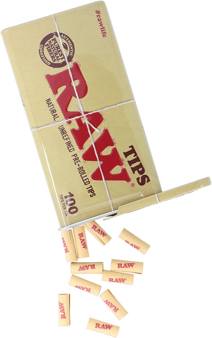 RAW AUTHENTIC PRE-ROLLED TIPS +100 TIPS PER PIN 6PCS/BOX