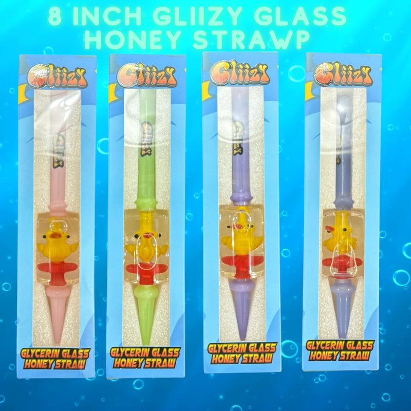 8 INCH GLIIZY GLASS HONEY STRAW 1CT