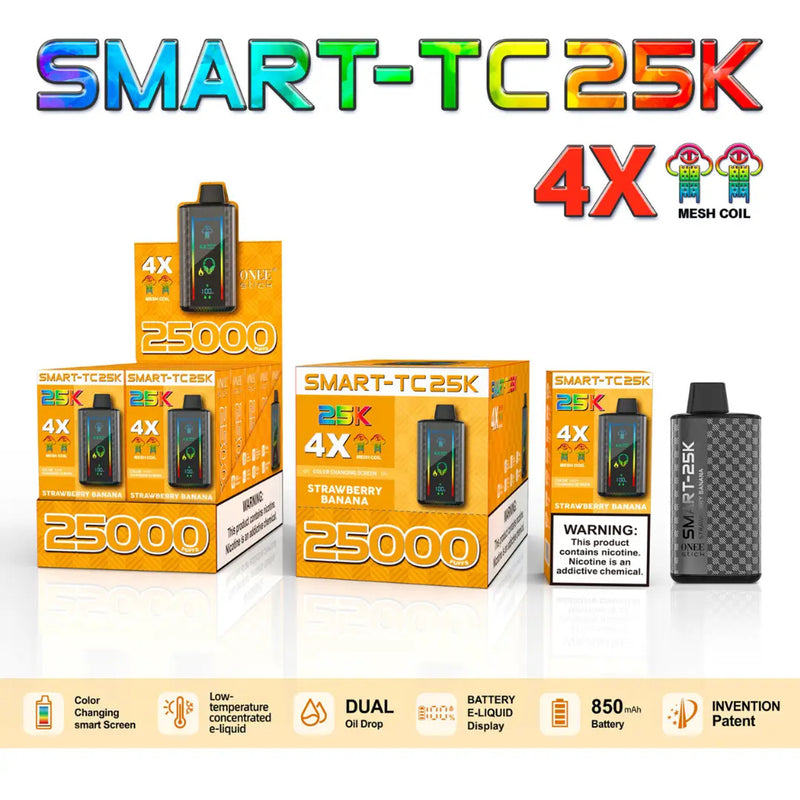 ONE STICK SMART 25K RECHRAGEABLE DISPOSABLE VAPE 10CT/DISPLAY