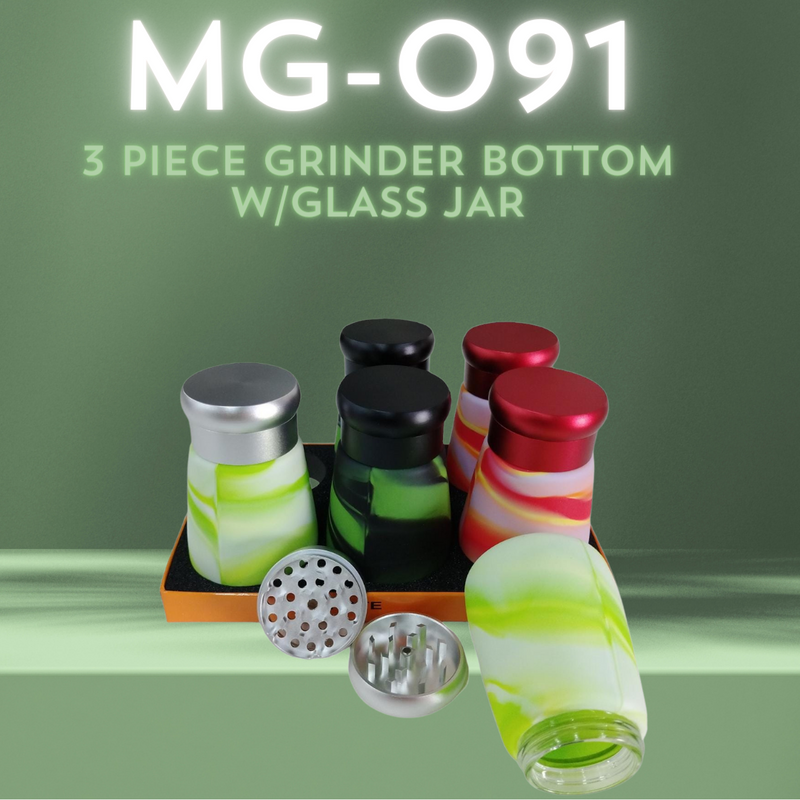 MG-091 - 3 PIECE GRINDER BOTTOM W/GLASS JAR