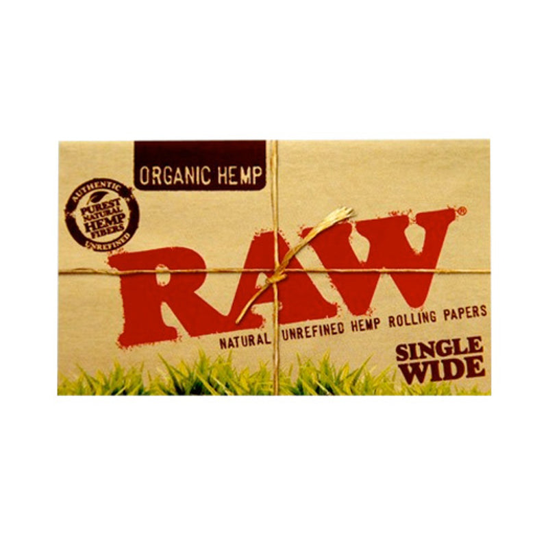 RAW SINGLE WIDE ORGANIC HEMP NATURAL UNREFINED ROLLING PAPERS 25CT/BOX