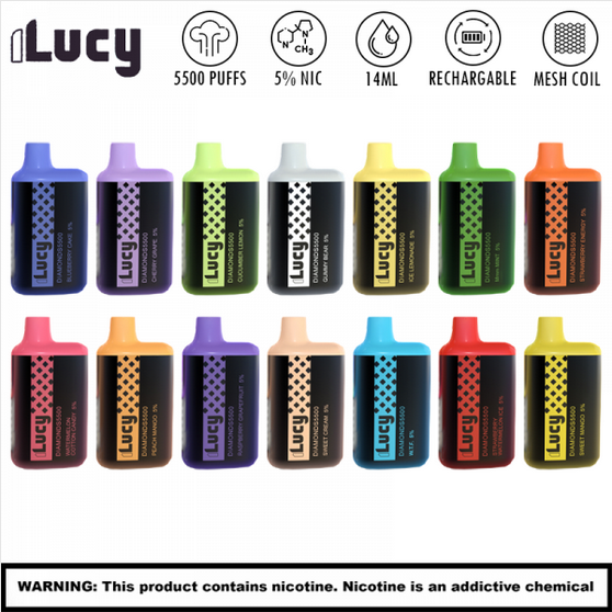 LUCY DIAMONDS 5500 PUFFS RECHARGEABLE DISPOSABLE VAPE 10CT/DISPLAY