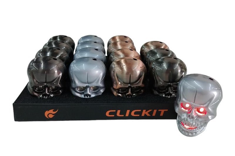 GH-9067 CLICKIT SKULL FLAME W/LIGHT & SOUND 16PC/DISPLAY