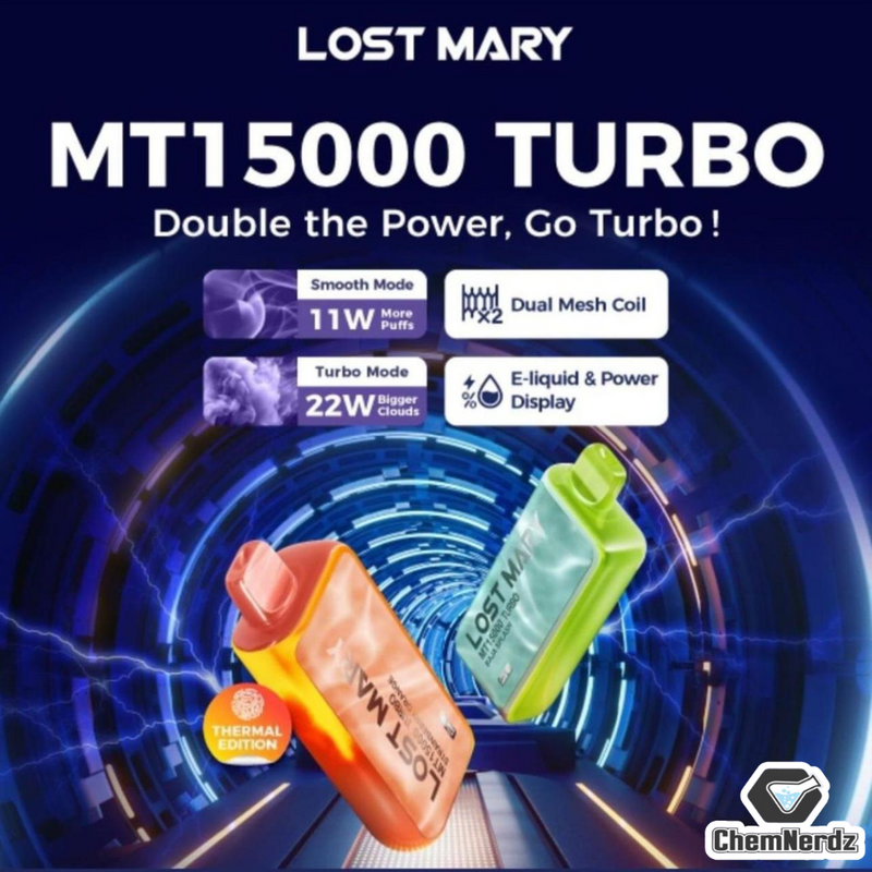 LOST MARRY MT15000 TURBO RECHRAGEABLE DISPOSABLE VAPE 5CT/DISPLAY