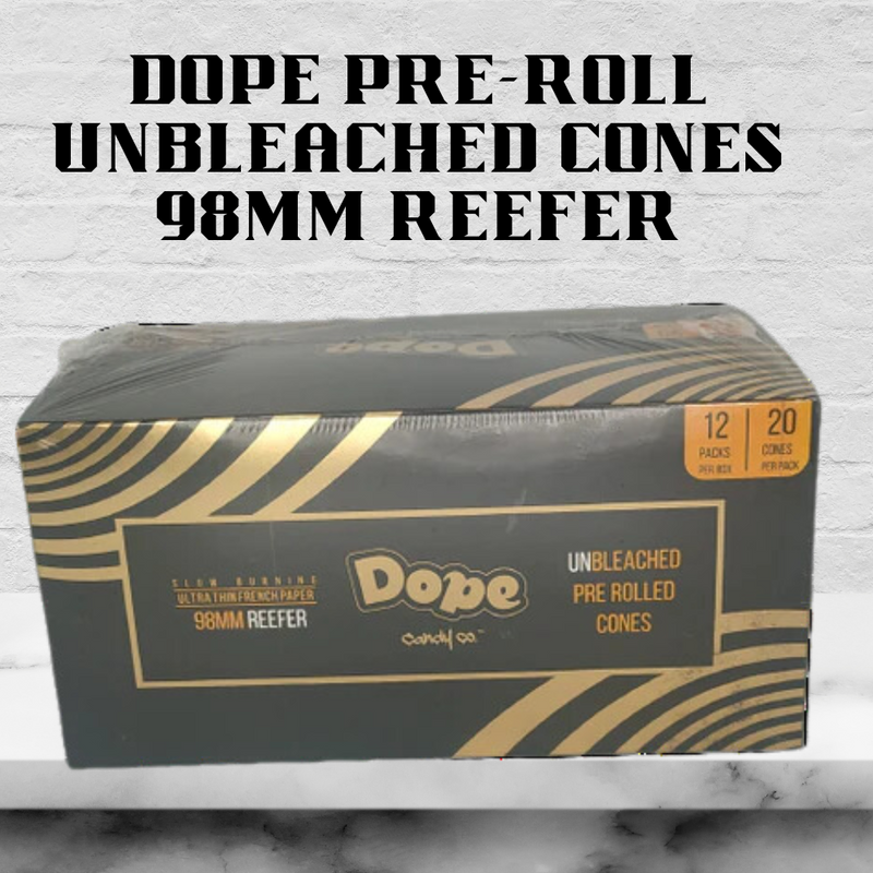 DOPE PRE-ROLL UNBLEACHED CONES 98MM REEFER 12CT/DISPLAY