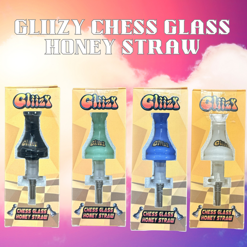 4 INCH GLIIZY CHESS GLASS HONEY STRAW 1CT