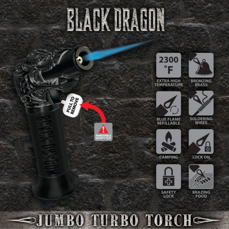 SMOKEZILLA 022091 BLACK DRAGON JUMBO TORCH 6/DISPLAY