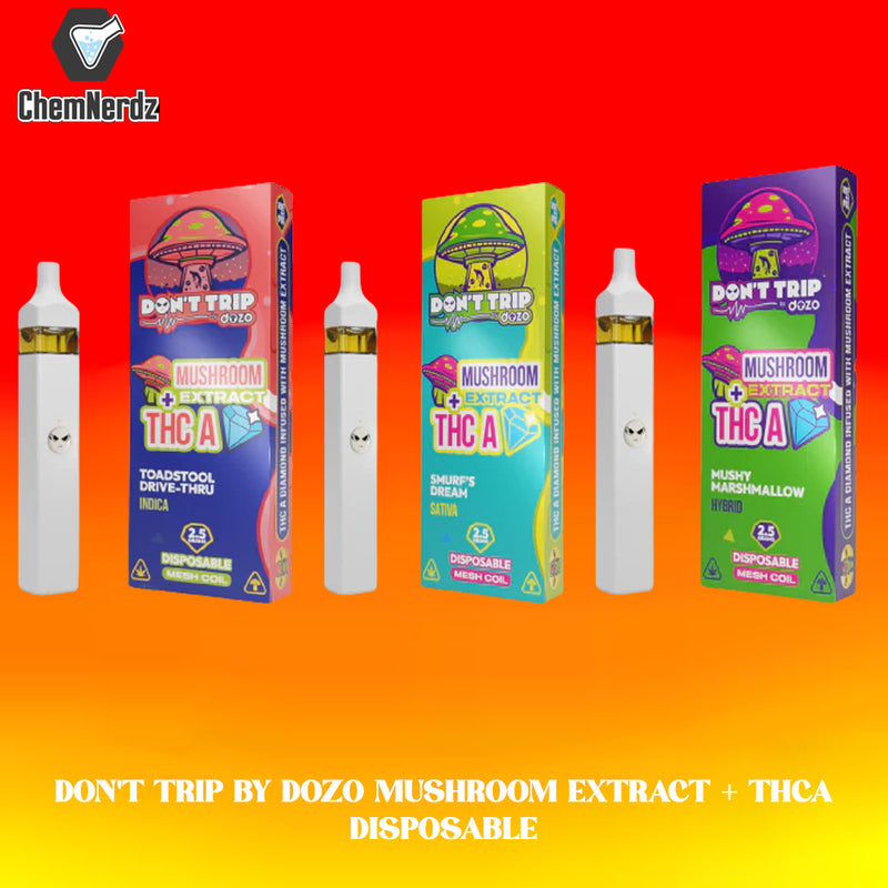 DON'T TRIP BY DOZO MUSHROOM EXTRACT + THCA DISPOSABLE 2.5G 5CT/DISPLAY