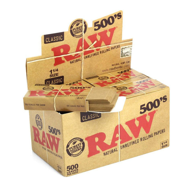 RAW CLASSIC 11/4 SIZE 500'S ROLLING PAPER 20PCS/ BOX